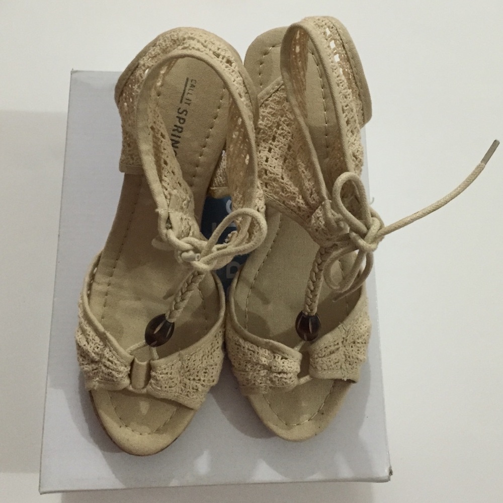 CALL IT SPRING Belts Crochet Wedge Sandals